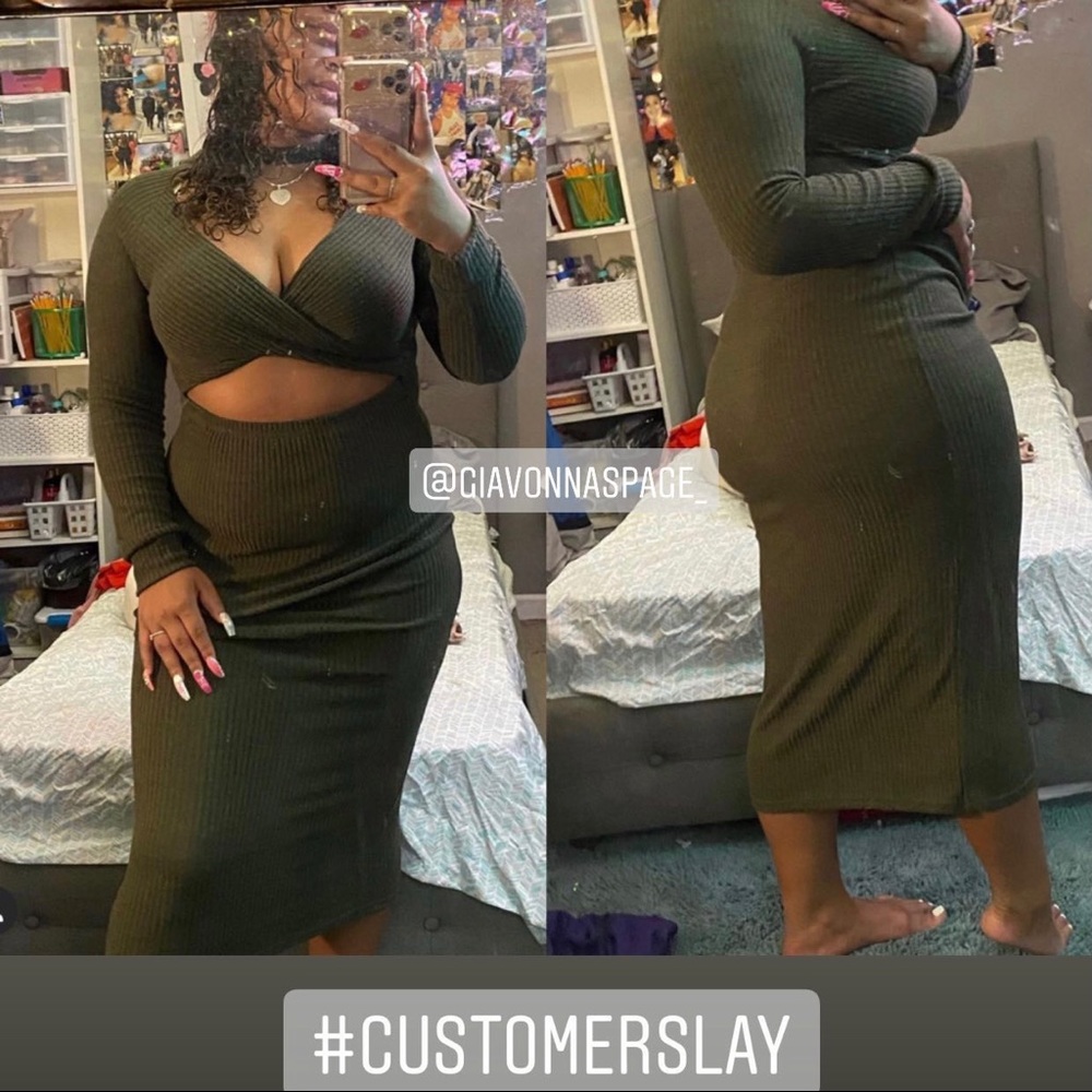 Customer pic in our plus size sweater dress💚